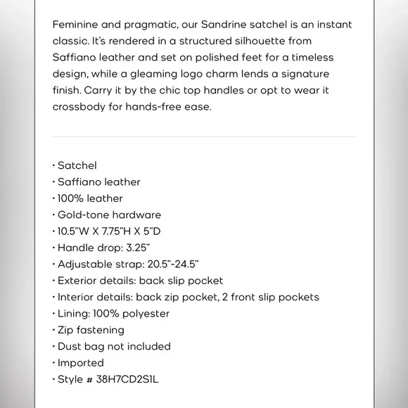 Michael Kors Sandrine Satchel Crossbody Strap Bag Saffiano Leather - Picture 4 of 15